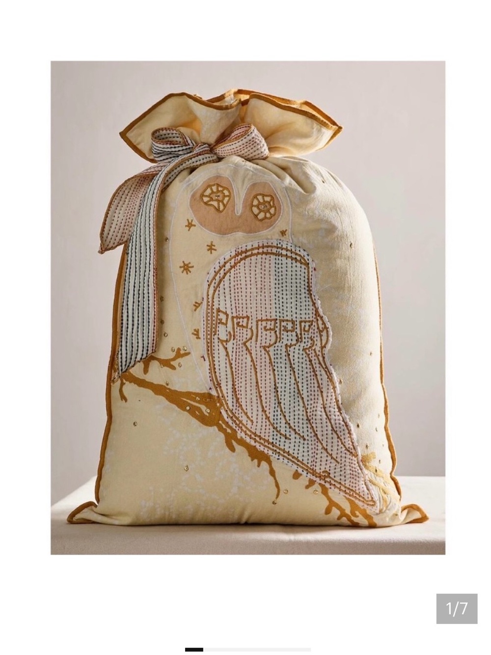 Free People One Perfect Present Owl Gift Bag Cream & Gold